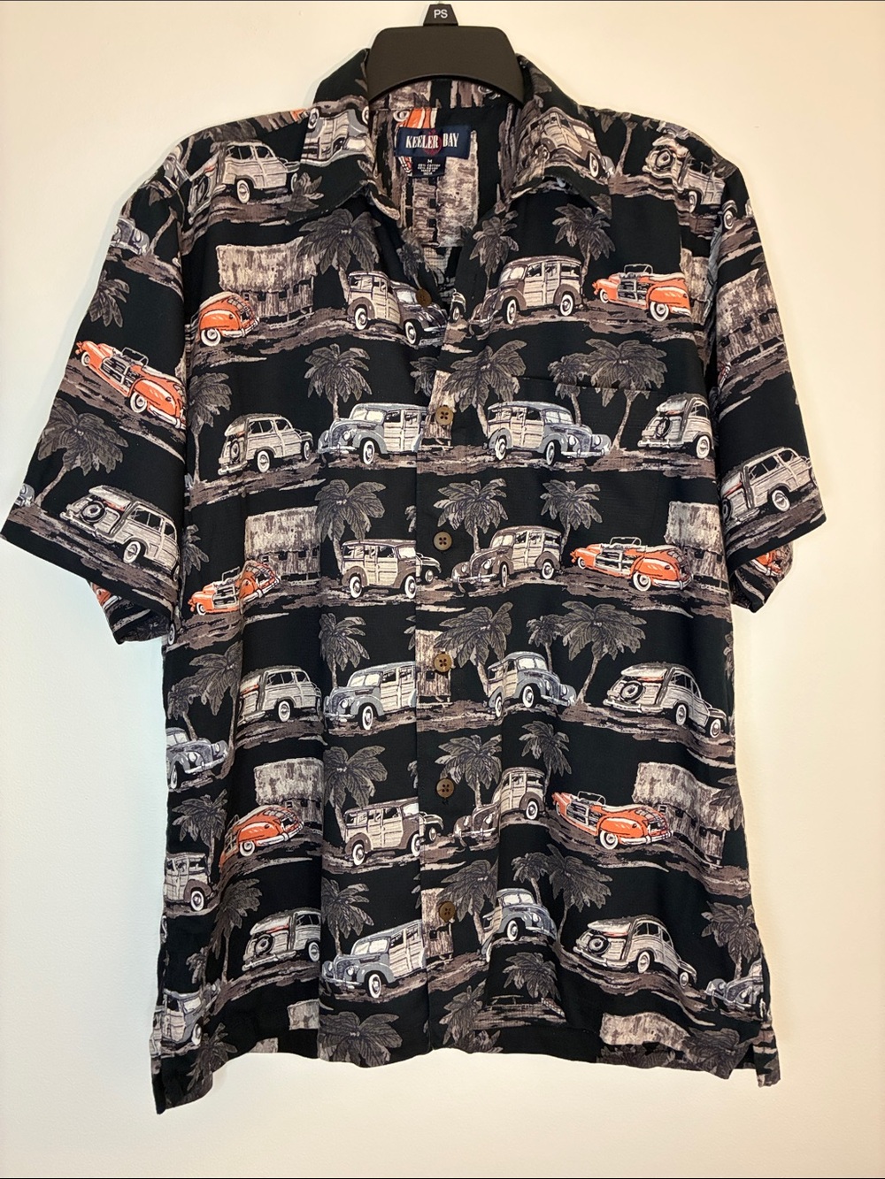 Keeler Bay Shirt M with Black, Orange, Cream Pattern